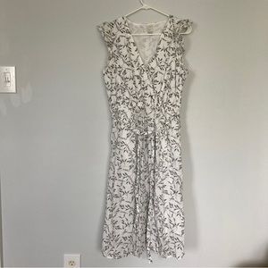 Black & White Floral Print Midi Faux Wrap Dress | A New Day | Large